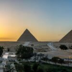 أهرامات الجيزة وقت الغروب